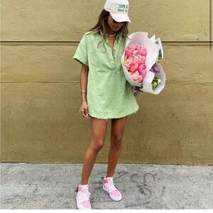 Free People Elliot Denim‎ Tunic Green size large